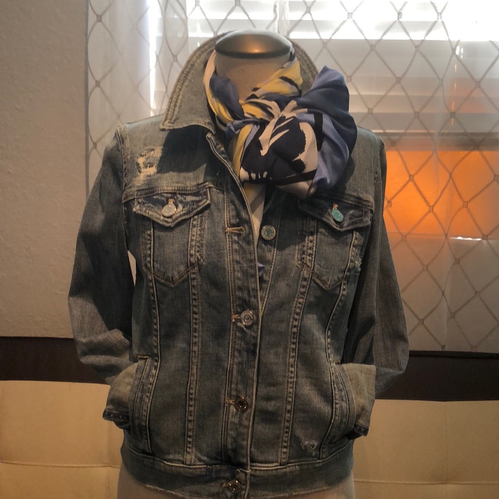 WHBM New distressed light blue Jean Jacket